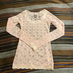 Free People pink stretchy lace top